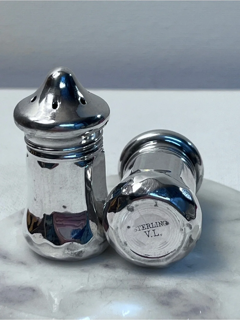 Vintage-Style Sterling Silver Salt and Pepper Shakers - Picture 2 of 5